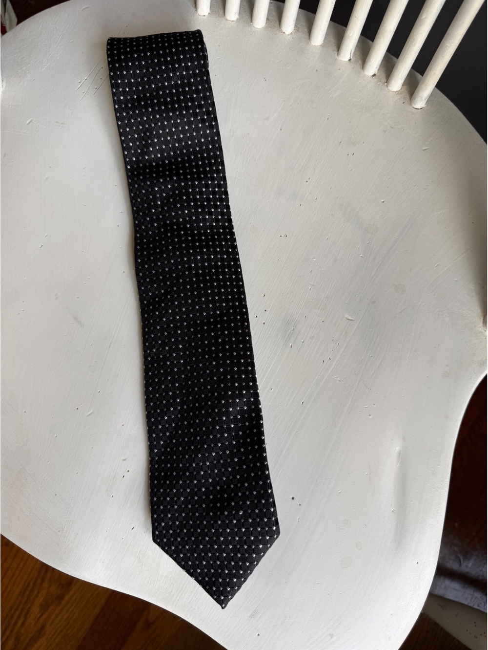 Chaps Black and White Polka Dot Silk Tie
